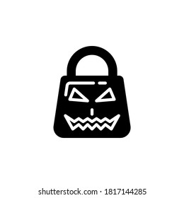 Vector illustration of pumpin bag halloween icon or logo. Use black color and line design style. 