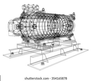 Vector illustration of pumping unit oil industry. Created illustration of 3d.