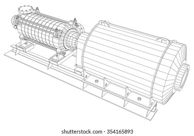 Vector illustration of pumping unit oil industry. Created illustration of 3d.
