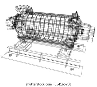 Vector illustration of pumping unit oil industry. Created illustration of 3d.