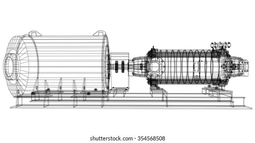 Vector illustration of pumping unit oil industry. Created illustration of 3d.