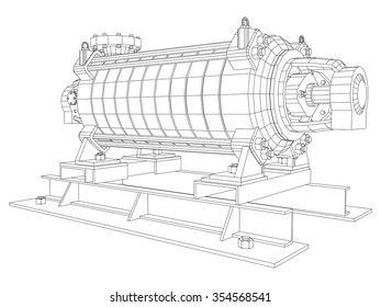 Vector illustration of pumping unit oil industry. Created illustration of 3d.