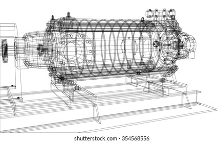 Vector illustration of pumping unit oil industry. Created illustration of 3d.