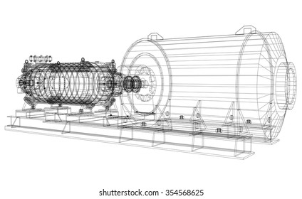 Vector illustration of pumping unit oil industry. Created illustration of 3d.