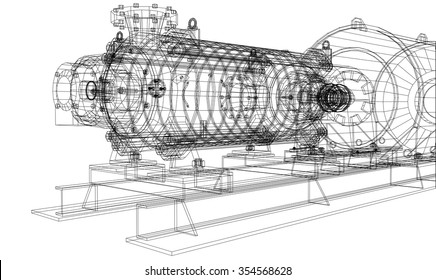 Vector illustration of pumping unit oil industry. Created illustration of 3d.