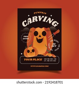 Vector Illustration of Pumpkin Carving Flyer, Poster