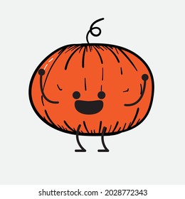 Vector Illustration of Pumpkin Character with cute face and simple body line drawing on isolated background