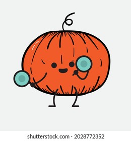 Ilustración vectorial del personaje de la calabaza con la cara linda y el dibujo simple de la línea corporal en un fondo aislado
