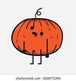 Vector Illustration of Pumpkin Character with cute face and simple body line drawing on isolated background