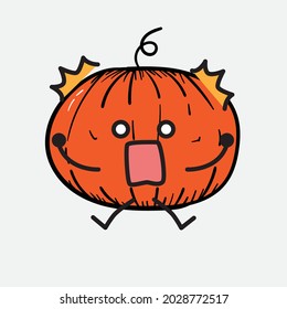 Ilustración vectorial del personaje de la calabaza con la cara linda y el dibujo simple de la línea corporal en un fondo aislado
