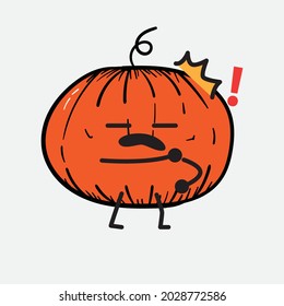 Vector Illustration of Pumpkin Character with cute face and simple body line drawing on isolated background