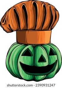 vector illustration of Pumpkin chef on white background