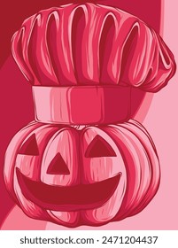 vector illustration of Pumpkin chef on white background