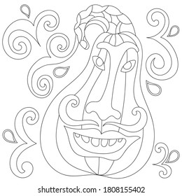Ilustración vectorial de calabaza para colorear 