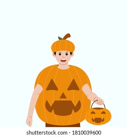 Vector Illustration Pumpkin Costume Character Halloween Stock Vector ...