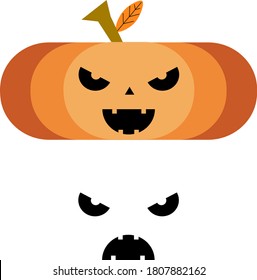 Vector illustration of a pumpkin with a cut-out face for Halloween in the cartoon style. The concept of holiday, fear, horror, fun, Halloween. Can be used for fabric, textiles, paper, Wallpaper, books