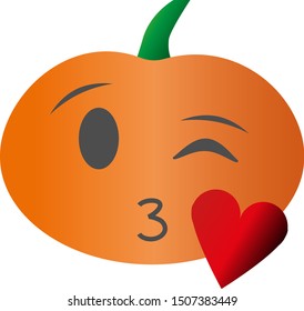 vector illustration of pumpkin Emoji on Halloween kiss
