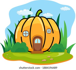 Vector illustration of pumpkin fruit house