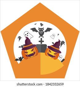 ilustración vectorial de calabaza y fantasma para Halloween feliz


