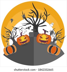 vector illustration of pumpkin and ghost for happy Halloween


