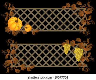 Vector illustration -  pumpkin and grape banner