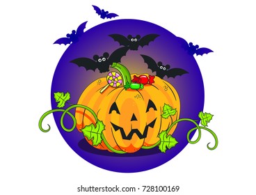 Vector illustration, pumpkin, halloween