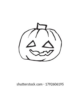 Vector illustration of a pumpkin for Halloween. Linear drawing