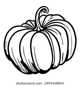 Vector Illustration of a Pumpkin, Hand-Drawn