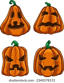 vector illustration pumpkin head carved 

halloween