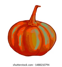 Vector illustration pumpkin isolated on white background, hand-drawn crop symbol