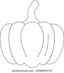 Vektorillustration von Kürbis isoliert auf weißem Hintergrund. Bio-Gemüse und Früchte Cartoon-Konzepte. Bildung- und Schulkinder Malseite, druckbar, Aktivität, Arbeitsblatt, Karteikarte