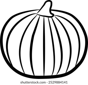 Vector illustration of pumpkin isolated on white background. Perfect for design assets, learning material, coloring book, sticker and presentation.