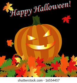 vector illustration with pumpkin and  leaves