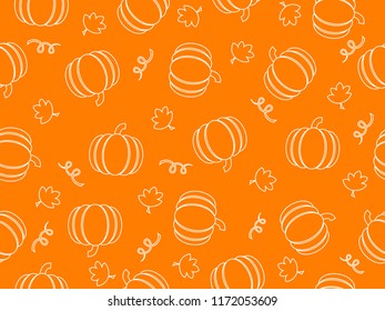 Vector illustration of pumpkin line art seamless pattern background