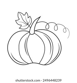 Ilustración vectorial de arte de línea de calabaza dibujado a mano. Dibujo de Imagen para colorear de calabaza para la educación de los niños. Calabaza de Halloween. Truco o trato para colorear el contorno. Decoración de diseño de elementos de otoño