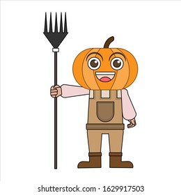 vector illustration of pumpkin man in autumn. vectors for animation, clip art, cards, comics and stickers