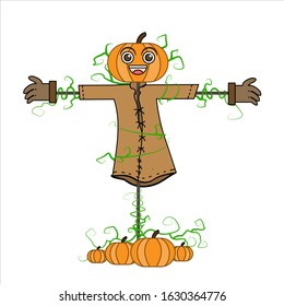 vector illustration of pumpkin man in autumn. vectors for animation, clip art, cards, comics and stickers