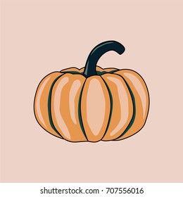 Vector illustration of pumpkin on beige background for Halloween or Thanksgiving