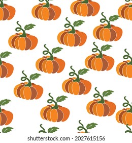 Ilustración vectorial de una calabaza sobre un fondo blanco, para tapicería cubierta interior, verduras verdes naranjas