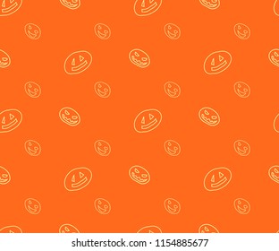 Vector illustration, pumpkin outline seamless pattern.