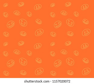 Vector illustration, pumpkin outline seamless pattern.