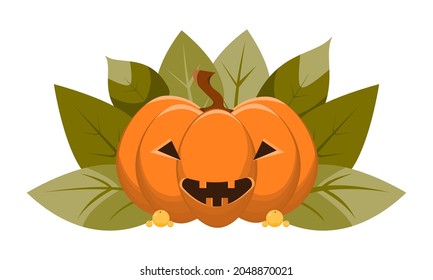 Calabaza de ilustración vectorial con cara temible. Concepto de Halloween.