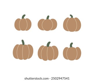Vector illustration Pumpkin set. Hand drawn pumpkins isolated on a white background