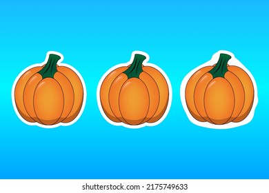 Ilustración vectorial. Calabaza. Conjunto de stickers en el estilo de los comics con un contorno diferente. Diseño para tarjetas de felicitación, carteles, parches e impresiones para ropa, volantes, emblemas.