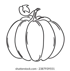 vector illustration of a pumpkin silhouette, outline. 