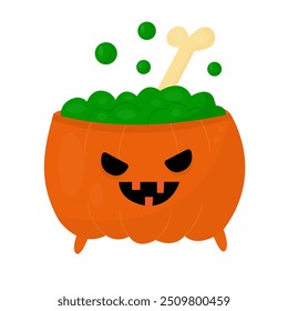 vector illustration of a pumpkin that is used as a cooking surface for green poison