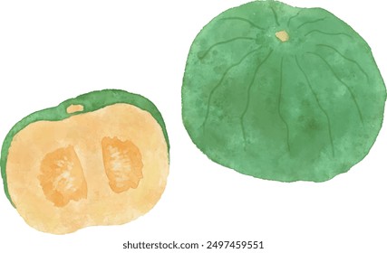 Vector illustration of a pumpkin with watercolor touch