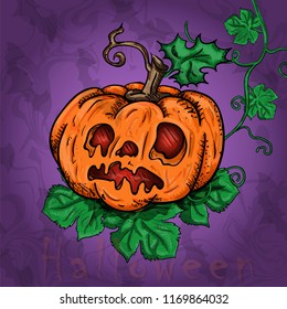vector illustration of pumpkins Express emotions on the holiday of October Halloween, happiness event, party, design concept background isolated