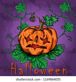 vector illustration of pumpkins Express emotions on the holiday of October Halloween, happiness event, party, design concept background isolated