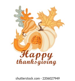 Vektorgrafik mit Kürbissen und Blättern und anderen Geschenken der Natur. Thanksgiving, Erntefestival Clipart Kunst mit Gemüse, Blumen und Obst.